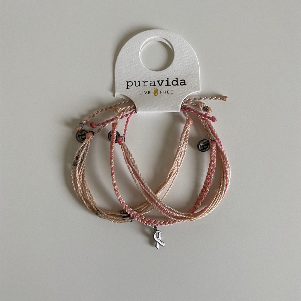 Pura Vida Breast Cancer Awareness Bracelet Set